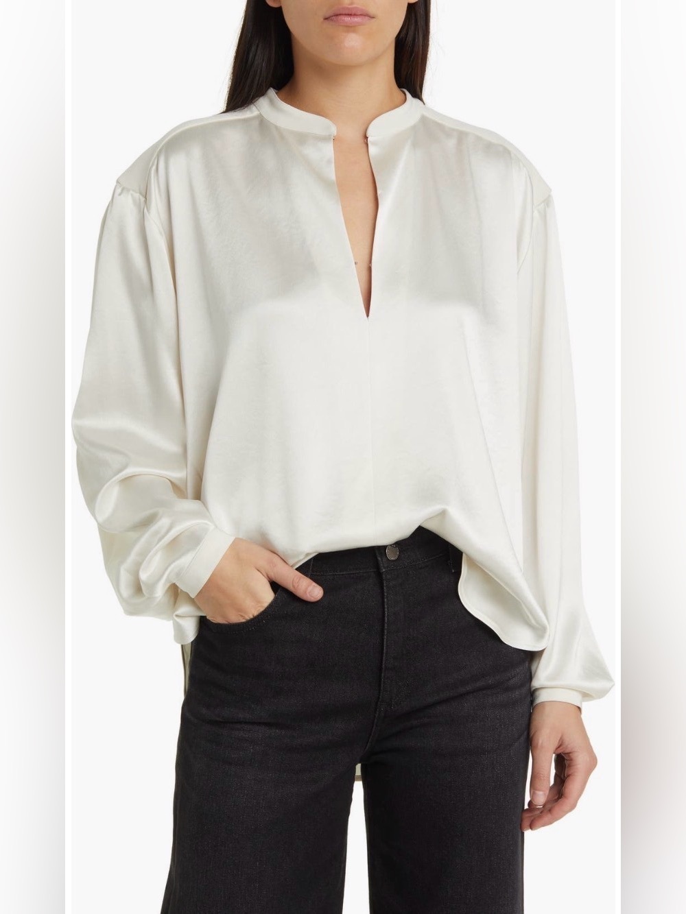 Rag & Bone Rosie Satin Flowy Blouse in White